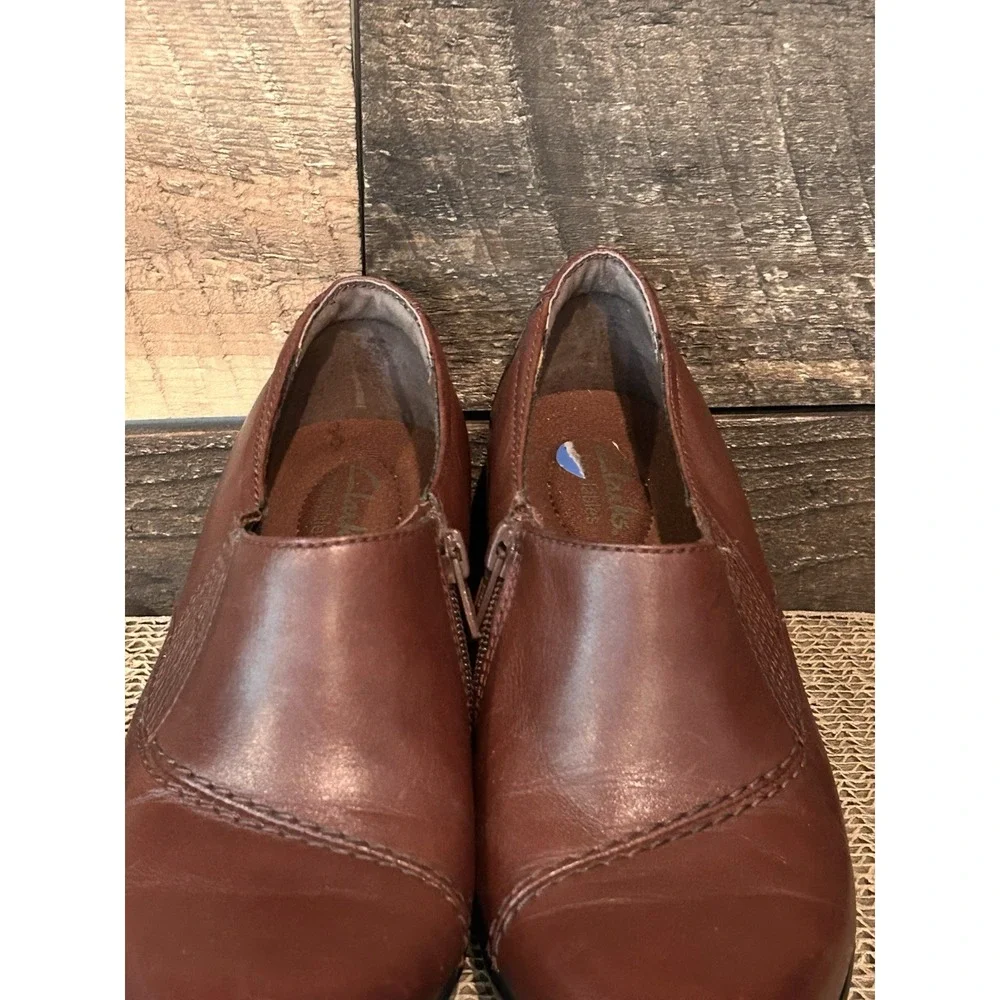 Clarks Bendables Ingalls Congo Brown Leather Bootie Sz 7.5M‎ 66749 Zip Up